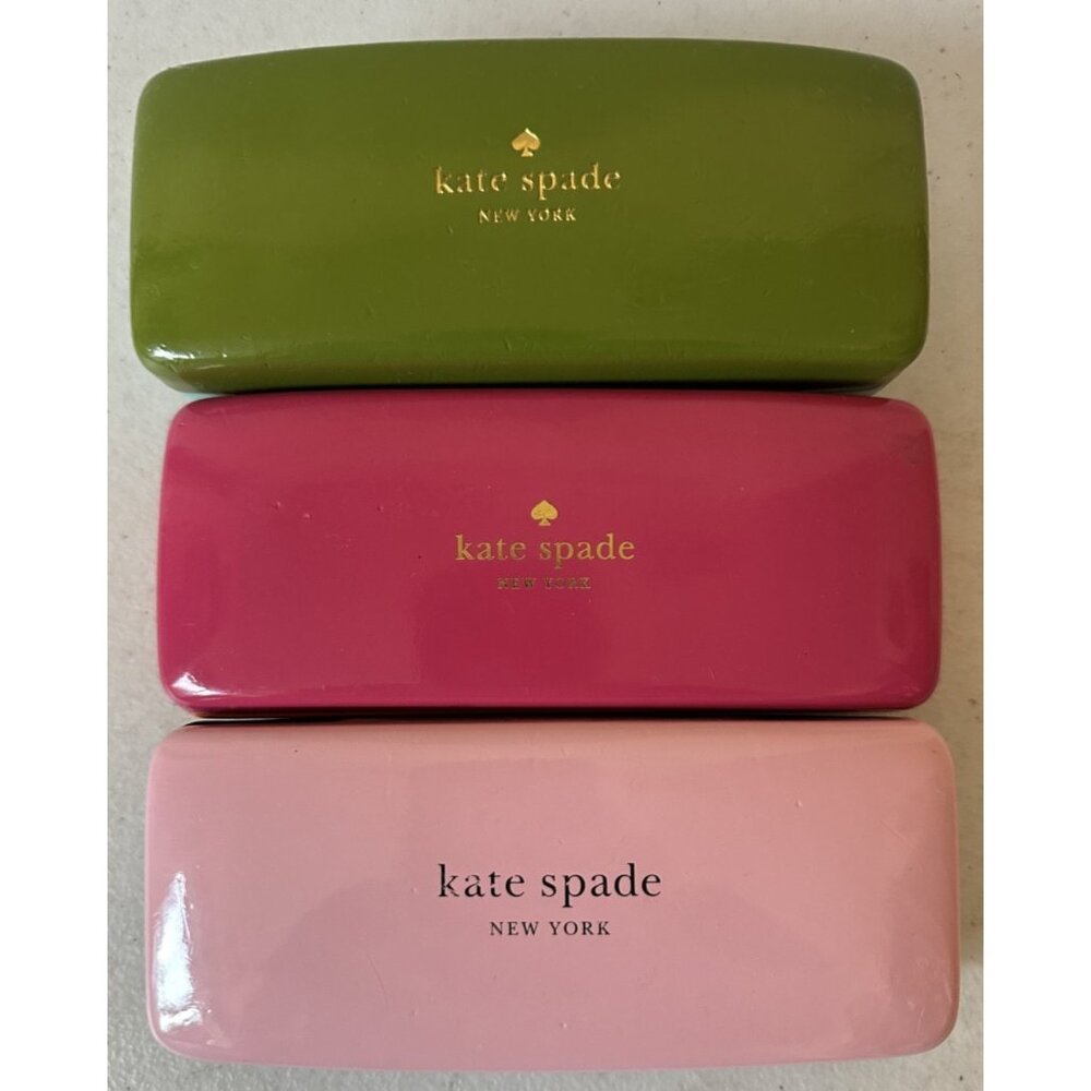 3 Kate Spade glasses sunglasses hard case clamshell green pink lot pre owned